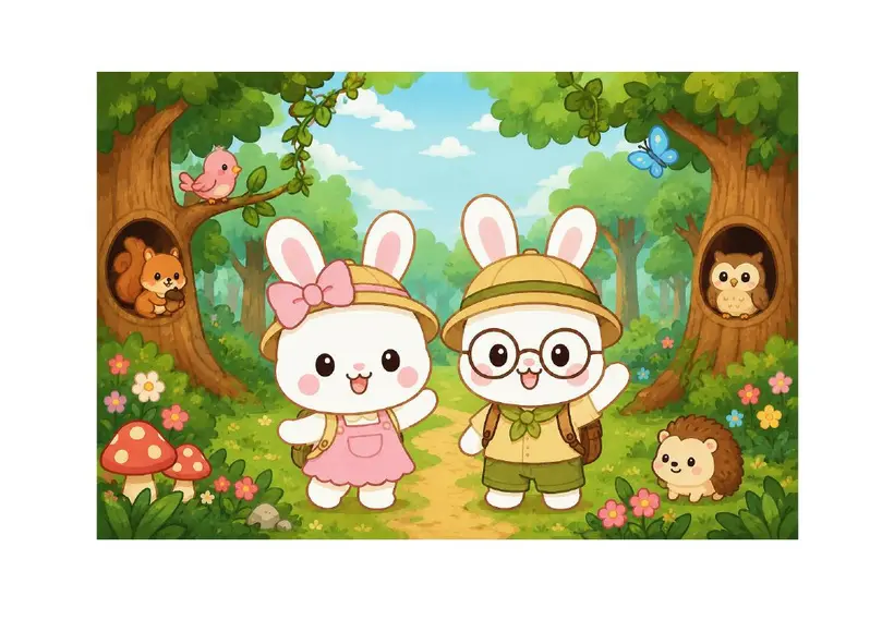 Vicky and Quin forest adventure scene