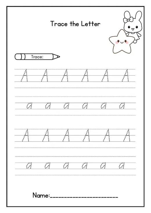 Handwriting practice lines for letter A